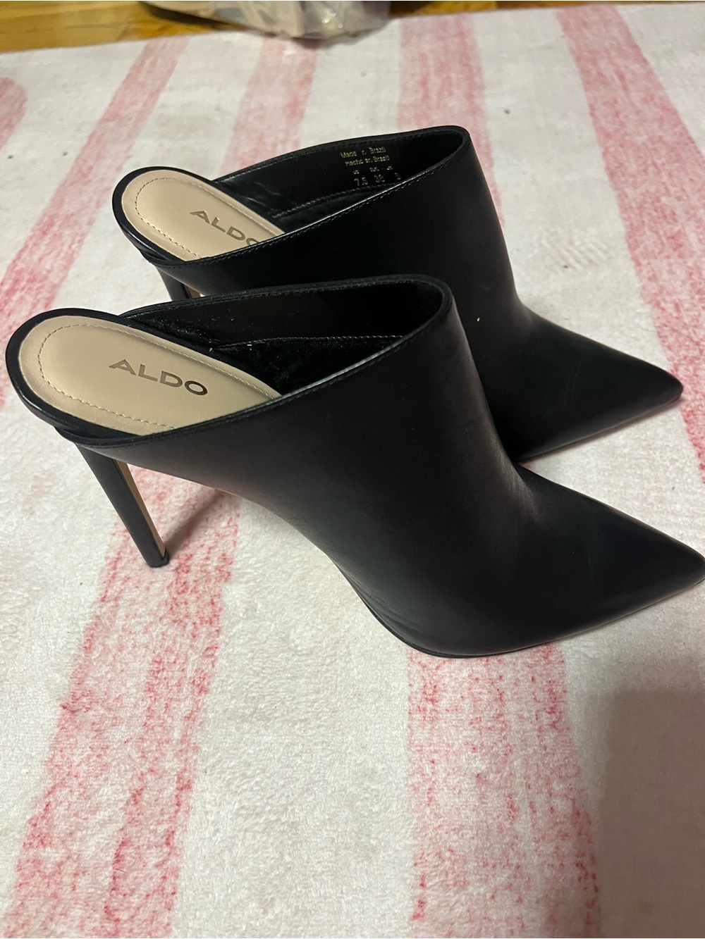 ALDO Black Pointed Toe Stiletto Mule Heels